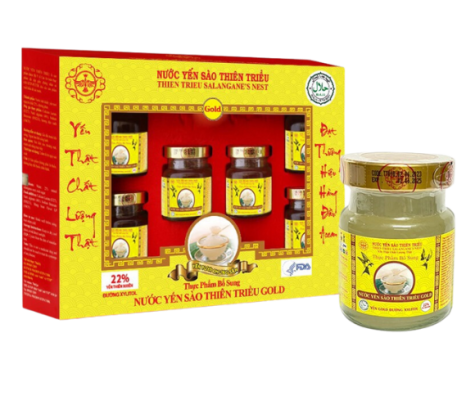 Nước Yến Sào cao cấp Thiên Triều Gold đường Xylitol 25% Yến Tươi Hộp 6 Lọ